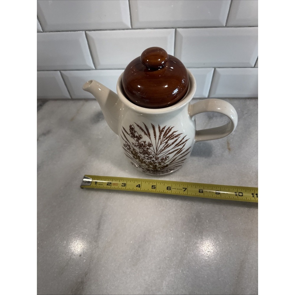 CP Colditz Tea Pot Porcelain German Democratic Republic Brown Wheat Rye MCM O08 - Picture 13 of 14